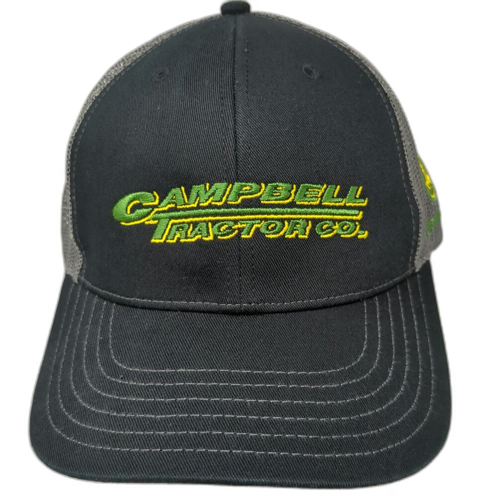 John Deere Trucker Hat Black One Size Snapback Campbell Tractor Co Mesh Back